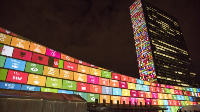 UNHQ with SDGs