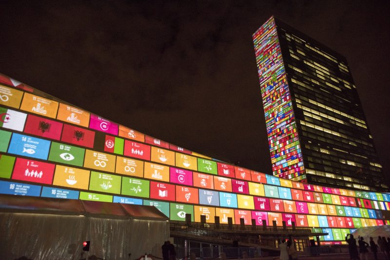 UNHQ with SDGs