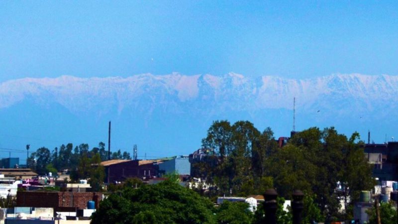 The Himalayas, visible from the rooftops of Jalandar over 200km away